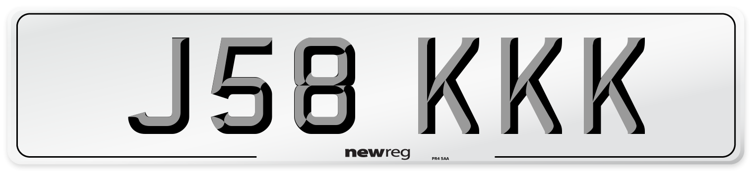 J58 KKK Number Plate from New Reg